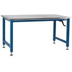 BenchPro ManualHydraulic Lift Workbench, Stainless Steel Top, 1,000 lb Cap., Blue